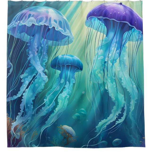 Jellyfish Trio Shower Curtain (Front)