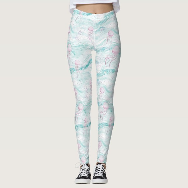 Jellyfish Underwater Adventure Pattern Leggings (Front)