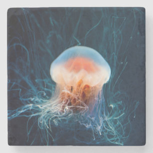 Jellyfish Underwater - Dark Glow Stone Coaster