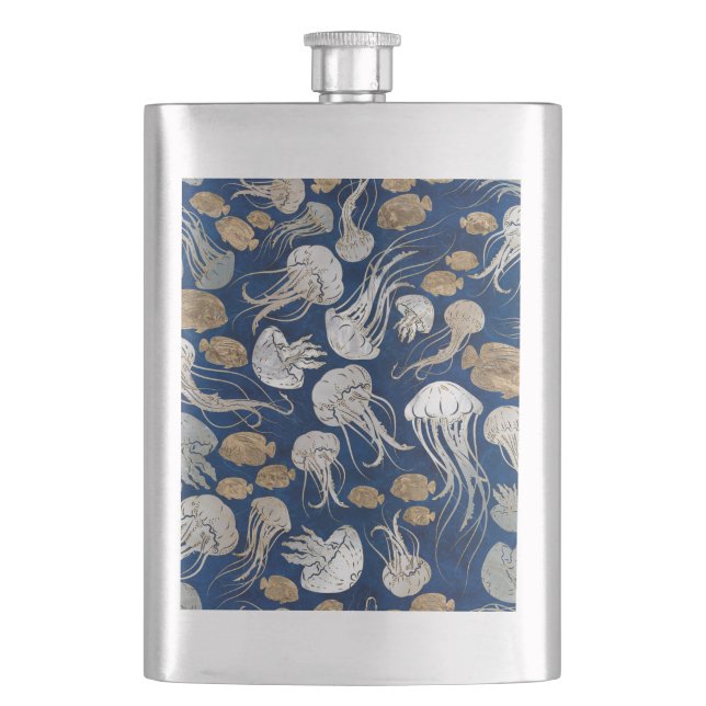 Jellyfish Underwater Pattern Hip Flask (Front)