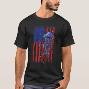 Jellyfish USA Flag Marine Biologist Ocean Animal T-Shirt