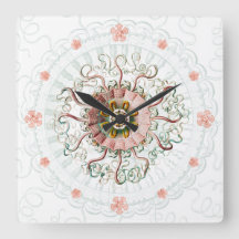 Jellyfish vintage marine texture Wall Clock