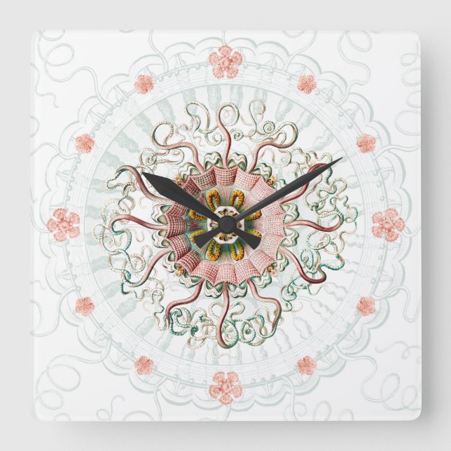 Jellyfish vintage marine texture Wall Clock (Front)