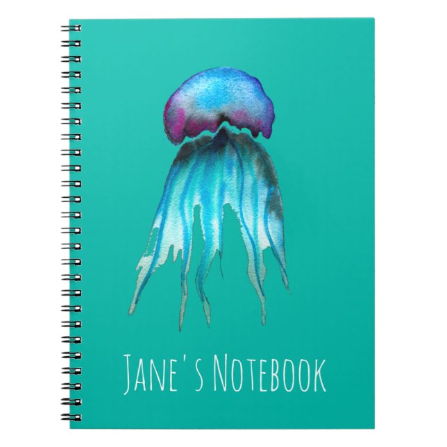 Jellyfish watercolor colorful modern aquatic notebook (Front)