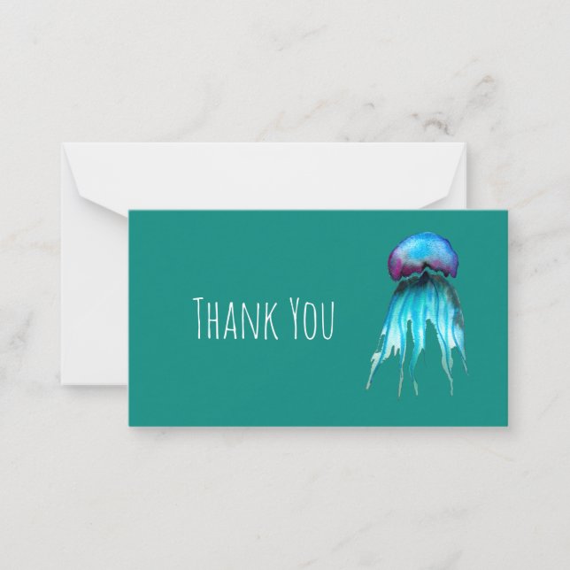 Jellyfish watercolor colourful modern aquatic card (Front)