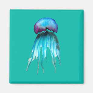 Jellyfish watercolor colourful modern aquatic magnet