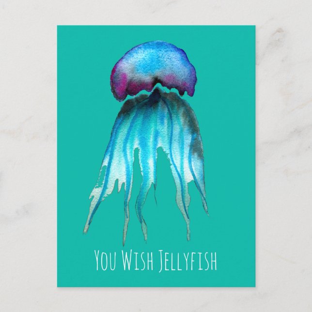 Jellyfish watercolor colourful modern aquatic postcard (Front)