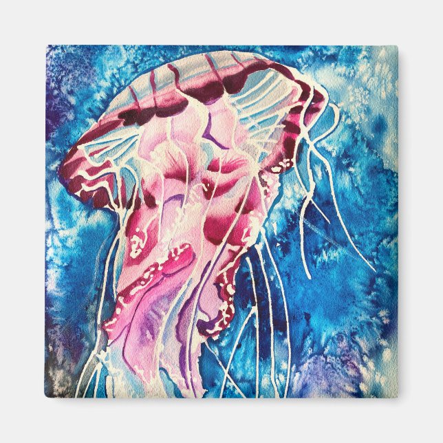 Jellyfish watercolor ocean art magnet (Front)