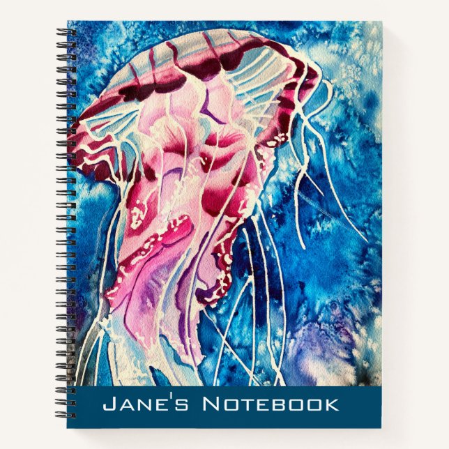 Jellyfish watercolor ocean art notebook (Front)
