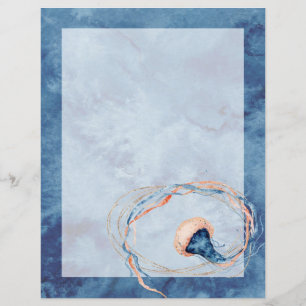 Jellyfish Watercolor Unlined Letter Writing Paper