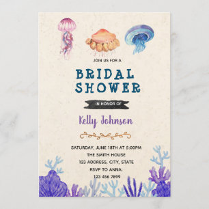 Jellyfish wedding shower birthday theme invitation
