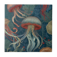 Jellyfish William Morris style Sea Ocean Animals