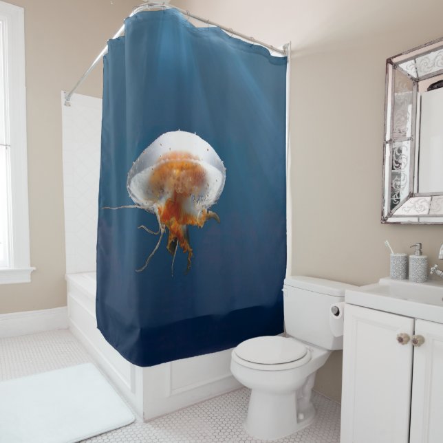 Jellyfish with Tentacles Animal Underwater Sea  Shower Curtain (In Situ)