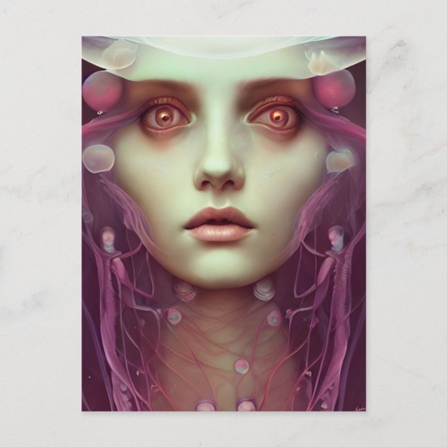 Jellyfish Woman Fantasy Postcard (Front)