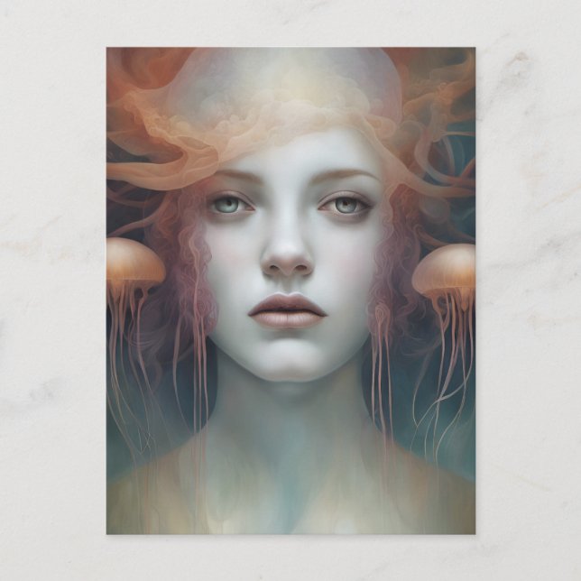 Jellyfish Woman Fantasy Postcard (Front)