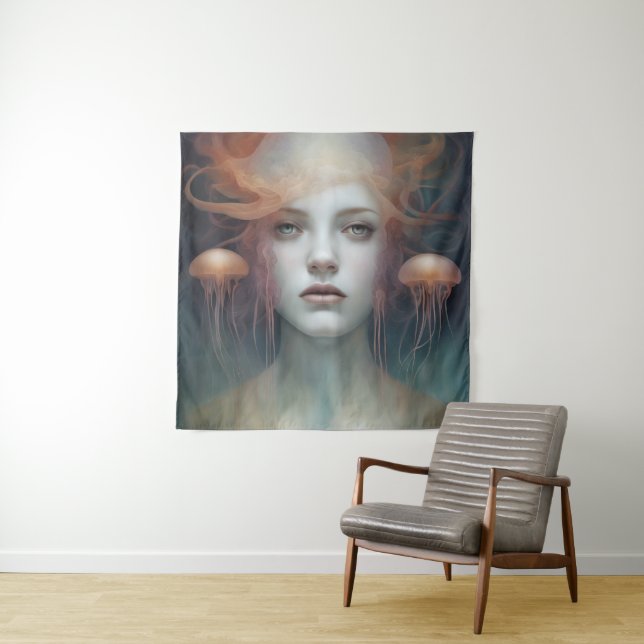 Jellyfish Woman Fantasy Tapestry (In Situ)
