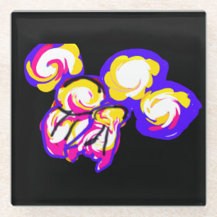 Jellyfishes style bubbles glass coaster