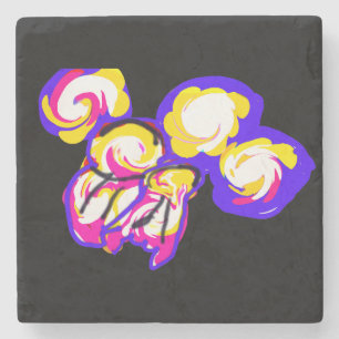 Jellyfishes style bubbles stone coaster