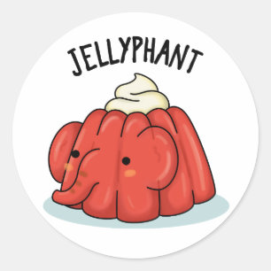 Jellyphant Funny Elephant Jelly Pun  Classic Round Sticker
