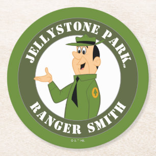 Jellystone's Ranger Smith Portrait Round Paper Coaster