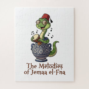 Jemaa el-Fna Melodies Cute Cobra Drummer Mascot Jigsaw Puzzle