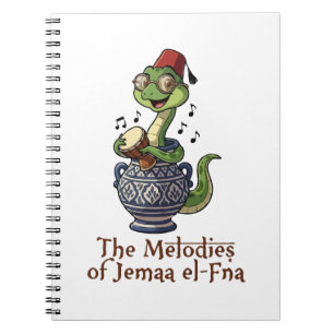 Jemaa el-Fna Melodies Cute Cobra Drummer Mascot  Notebook