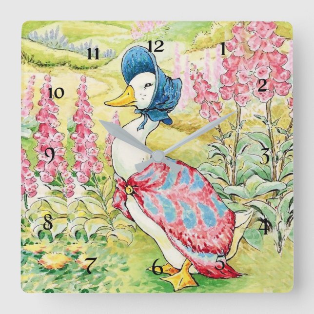 “Jemima Puddle Duck” by Beatrix Potter Square Wall Clock (Front)