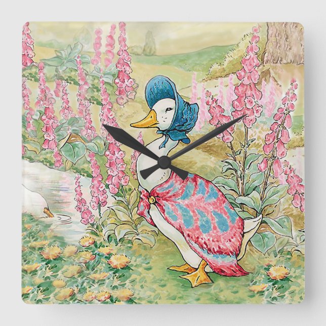 Jemima Puddle Duck by the Lake   Square Wall Clock (Front)