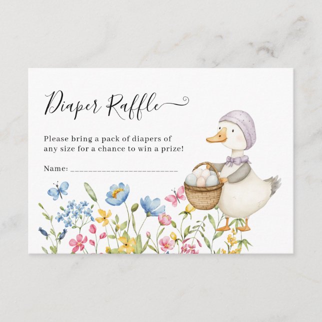 Jemima Puddle-duck Diaper Raffle Baby Shower Enclosure Card (Front)
