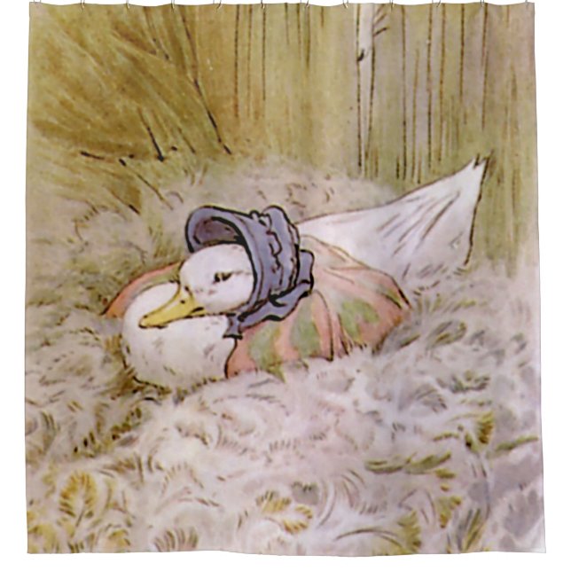 Jemima Puddle-Duck Hatching Her Eggs by Beatrix Po Shower Curtain (Front)
