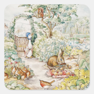 Jemima Puddle Duck in Mr Mc Gregor's Garden Square Sticker