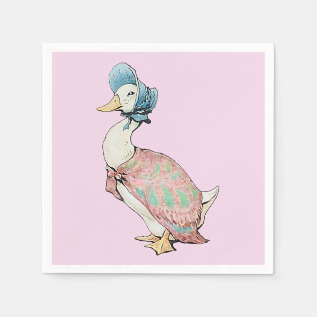 Jemima Puddle Duck Pastel Pink Background  Napkin (Front)