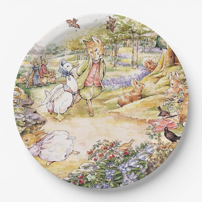Jemima Puddle Duck taking a walk with Mr. Fox     Paper Plate (Front)