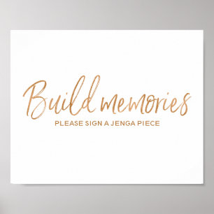 Jenga Piece Guest Book 8x10 Rose Gold Wedding Sign