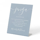 Jenga Wedding Guestbook Elegant Script Dusty Blue