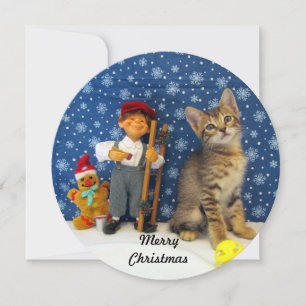 Jenkins' Christmas Elf - Cute Kitten Christmas Pic Holiday Card