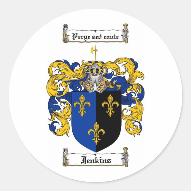 JENKINS FAMILY CREST -  JENKINS COAT OF ARMS CLASSIC ROUND STICKER (Front)