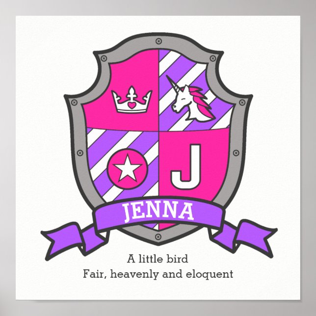 Jenna custom name meaning pink purple letter J Poster (Front)