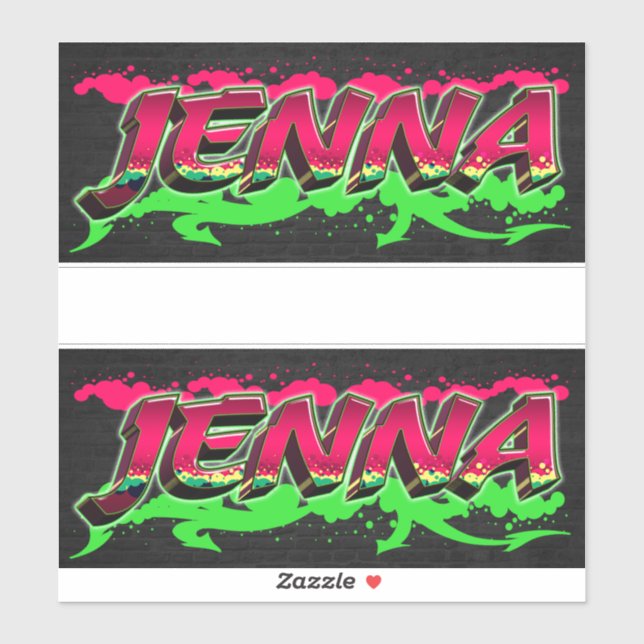 Jenna First Name Graffiti Sticker (Sheet)