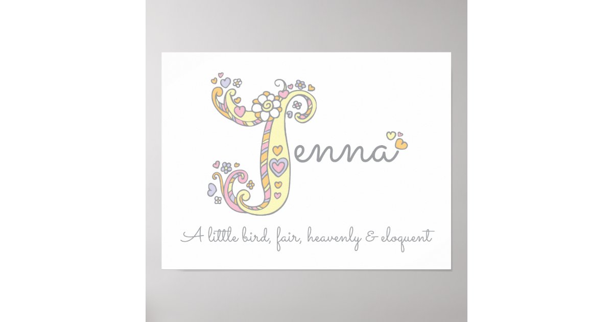 Jenna name and meaning doodle initial art poster Zazzle Jenna name and meaning doodle initial art poster Zazzle