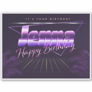 Jenna Name Vorname lila retro Sticker Geburtstag