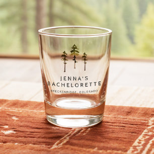 JENNA Pine Tree Camp Mountain Bachelorette Shot Glass