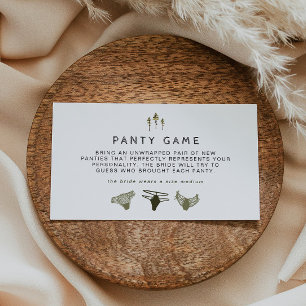 JENNA Rustic Pine Bachelorette Panty Game Ticket