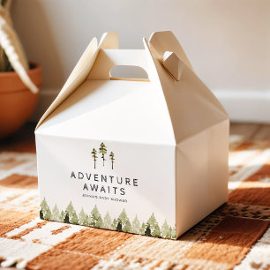 JENNA Rustic Watercolor Pine Tree Baby Shower Favour Box