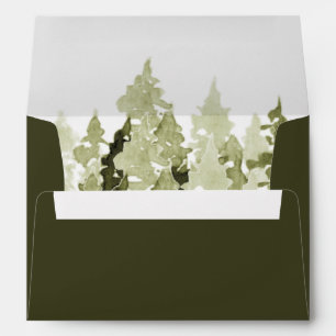JENNA Rustic Watercolor Pine Tree Envelope