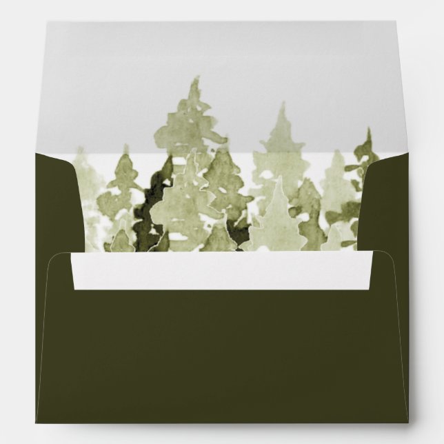 JENNA Rustic Watercolor Pine Tree Envelope (Back (Bottom))
