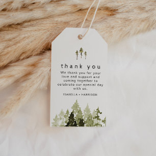Jenna - Rustic Watercolor Pine Tree Favor Tag