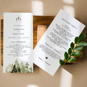 JENNA Rustic Watercolor Pine Tree Program Thank You Card