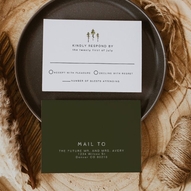 JENNA Rustic Watercolor Pine Tree RSVP Card (Creator Uploaded)