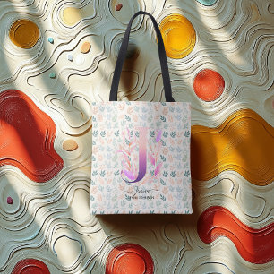Jenna's Graceful Floral Monogram Design - J Tote Bag